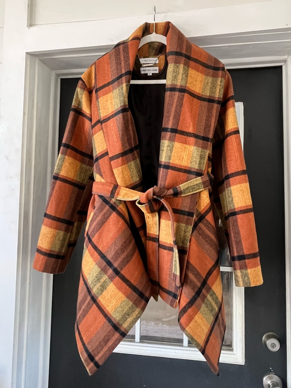 Chicwish luxury wool blend asymmetrical tie waist coat